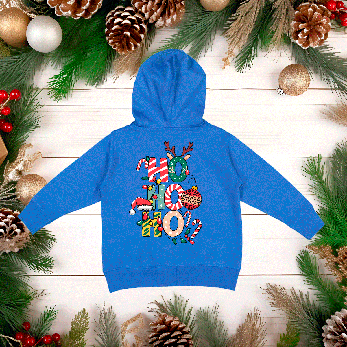 Retro Ho Ho Ho Christmas HTV Toddler Full Zip Hoodies