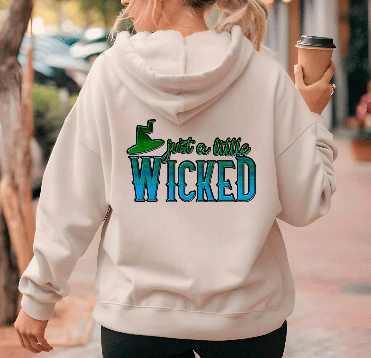 Just A Little Wicked Halloween HTV Graphic Ladies Full Zip Hoodies