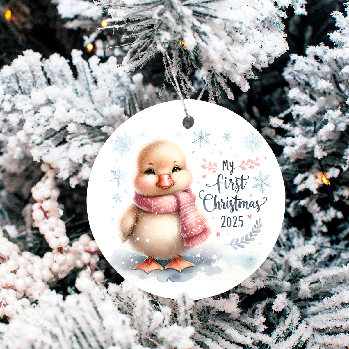 My First Christmas 2025 Sublimated Round Ceramic Ornament 3"