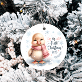 My First Christmas 2025 Sublimated Round Ceramic Ornament 3"