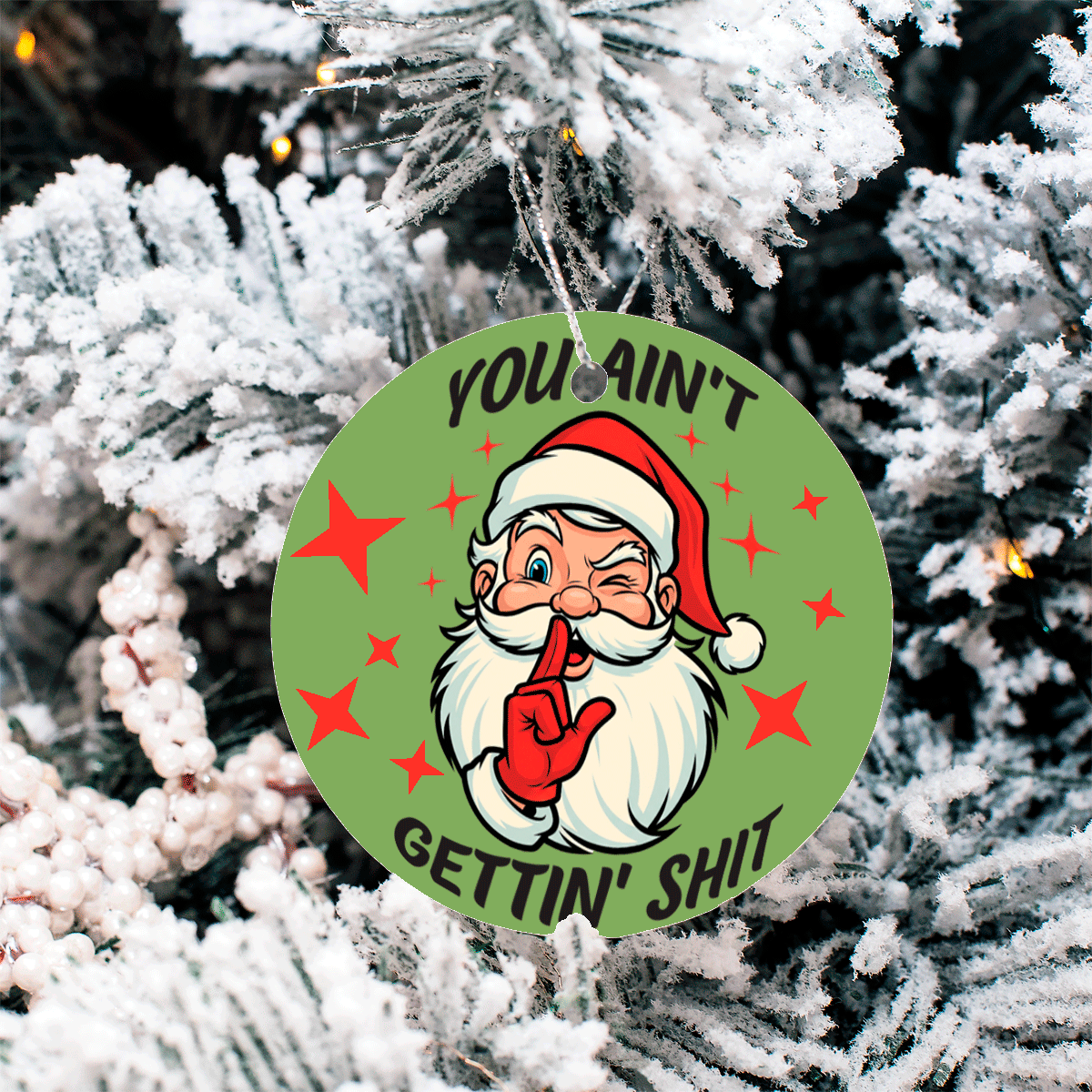 Funny Christmas Sublimated Ceramic Ornament 3" Set Of 5