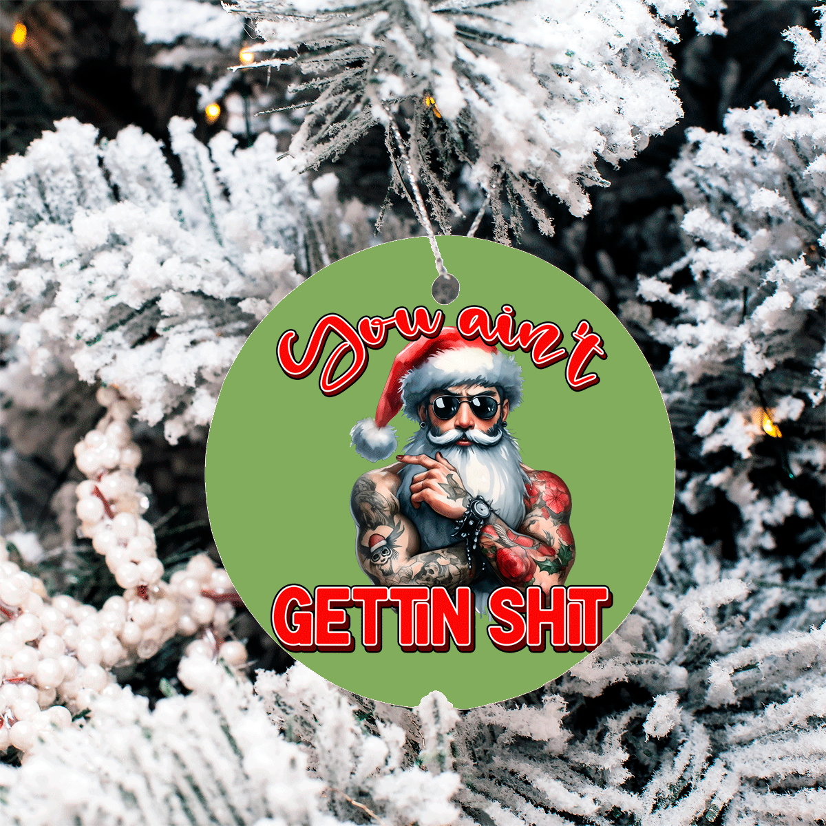 Funny Christmas Sublimated Ceramic Ornament 3" Set Of 5
