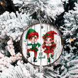 Antique Wooden Christmas Set 4 Sublimated Ceramic Ornament 3" Set Of 5