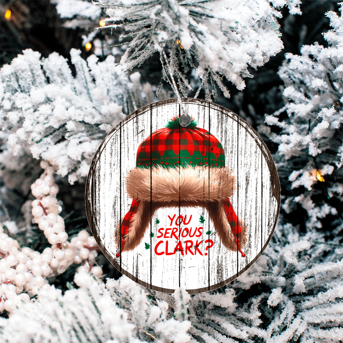 Antique Wooden Christmas Set 3 Sublimated Ceramic Ornament 3" Set Of 5