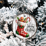 Antique Wooden Christmas Set 3 Sublimated Ceramic Ornament 3" Set Of 5