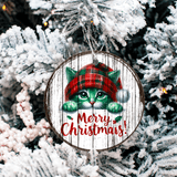 Antique Wooden Christmas Set 4 Sublimated Ceramic Ornament 3" Set Of 5