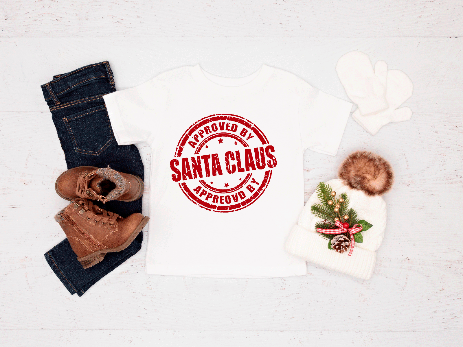 Approved By Santa Christmas Toddler Sublimated Graphic T-shirts