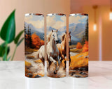 Autumn Wild Horses Halloween Sublimated Skinny Tumblers