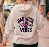 Bad Witch Vibes Halloween HTV Graphic Ladies Full Zip Hoodies