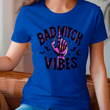Bad Witch Vibes Halloween HTV Graphic Ladies T-shirts