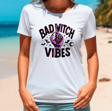 Bad Witch Vibes Halloween Sublimated Graphic Ladies T-shirts