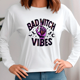 Bad Witch Vibes Halloween Sublimated Graphic Ladies Long Sleeve T-shirt