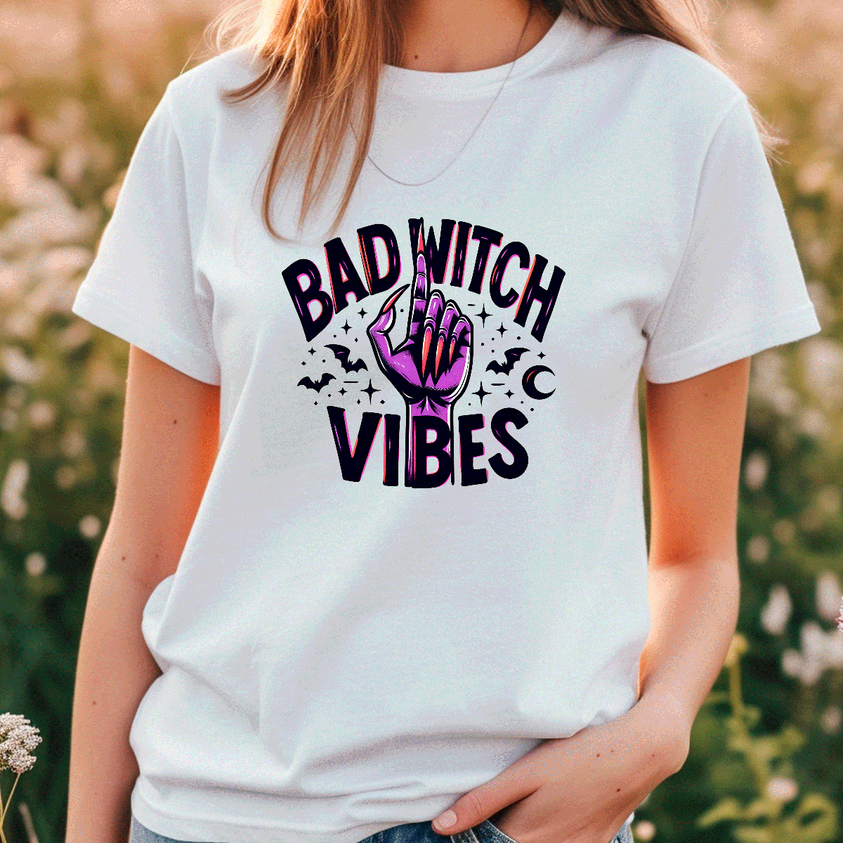 Bad Witch Vibes Halloween Sublimated Graphic Unisex T-shirts