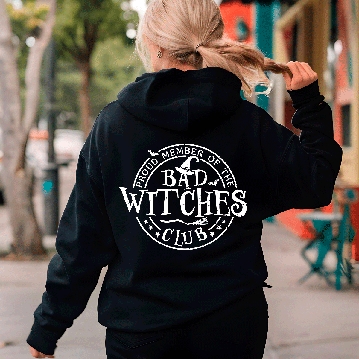 Bad Witches Club Halloween HTV Graphic Ladies Full Zip Hoodies