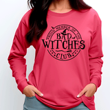 Bad Witches Club Halloween HTV Graphic Ladies Long Sleeve T-shirts