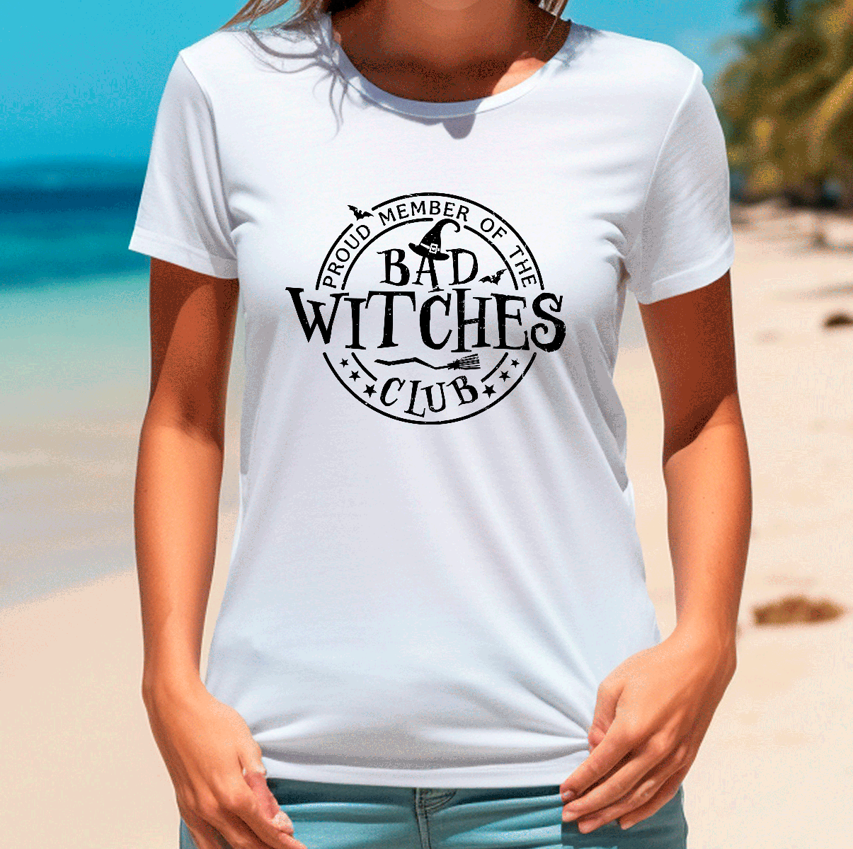 Bad Witches Club Halloween Sublimated Graphic Ladies T-shirts