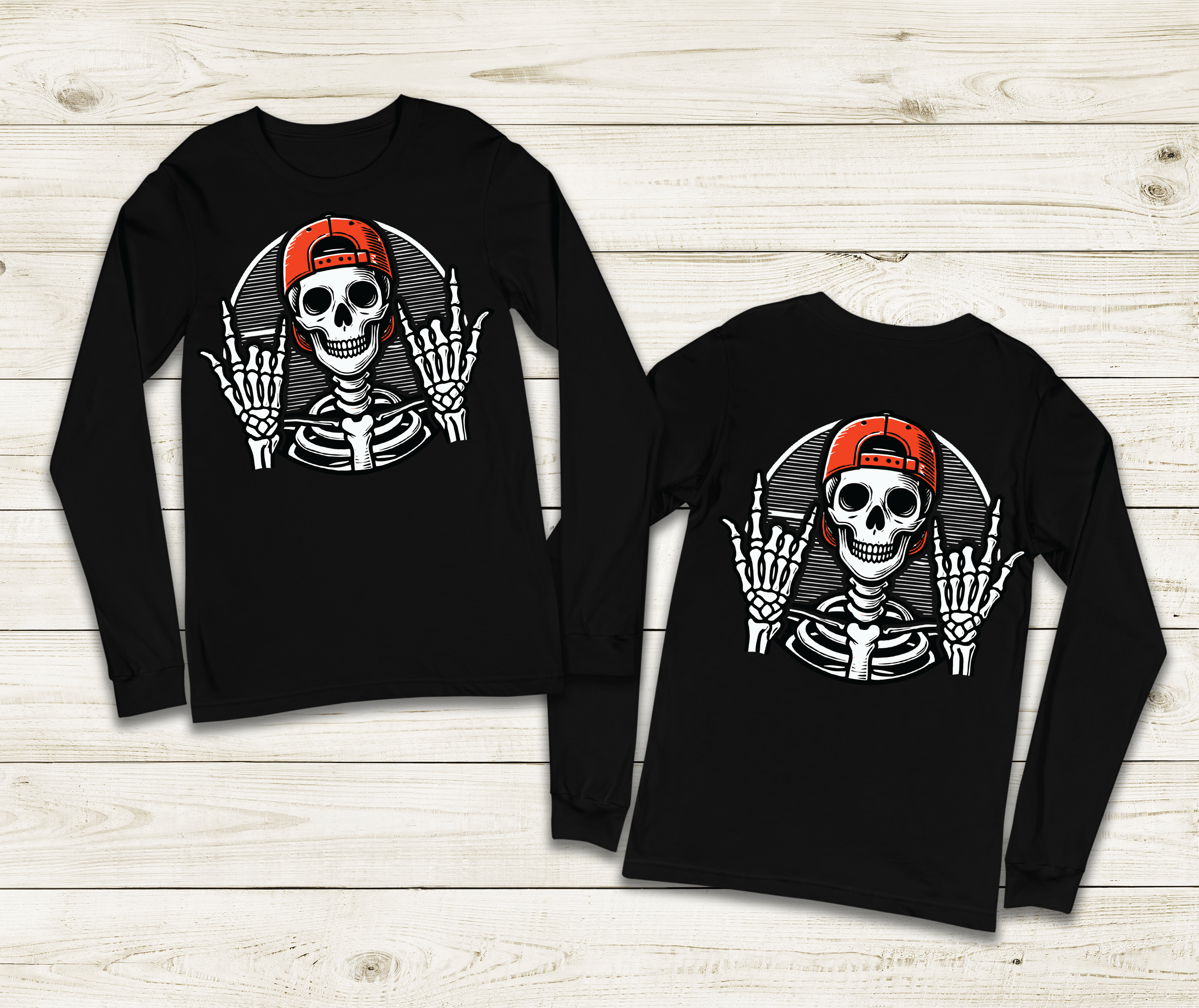 Baller Skeleton Halloween HTV Graphic Unisex Youth Long Sleeve T-shirts