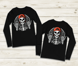 Baller Skeleton Halloween HTV Graphic Unisex Youth Long Sleeve T-shirts