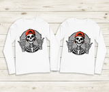 Baller Skeleton Halloween Sublimated Graphic Youth Long Sleeve T-shirts
