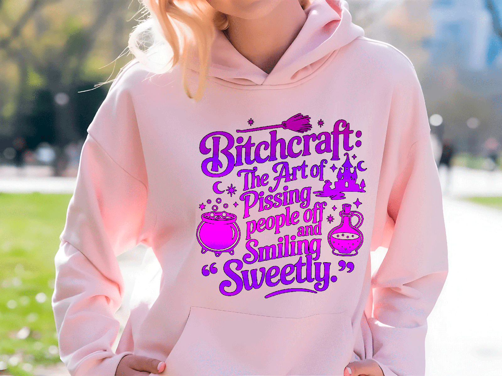 Bitchcraft Halloween HTV Graphic Ladies Pullover Hoodies