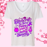 Bitchcraft Halloween Sublimated Graphic Ladies V-neck T-shirts