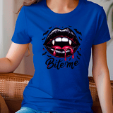 Bite Me Lips Halloween HTV Graphic Ladies T-shirts