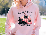 Black Cat Social Club Halloween HTV Graphic Ladies Pullover Hoodies