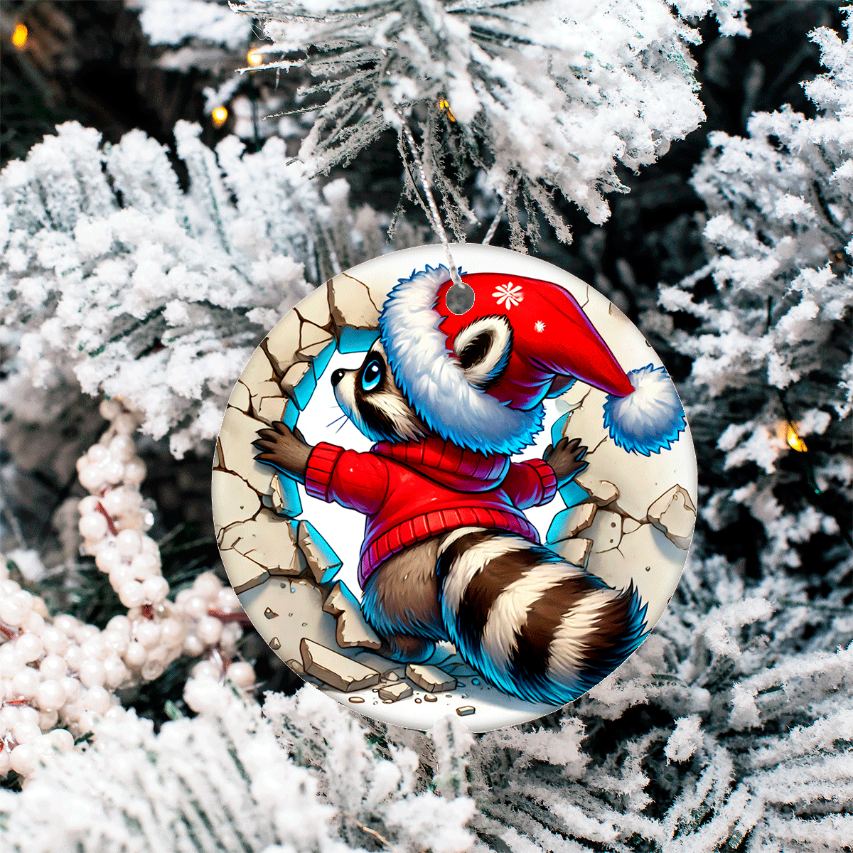 Bustin Loose Characters Christmas Set 3 Sublimated Ceramic Ornament 3" Set Of 5