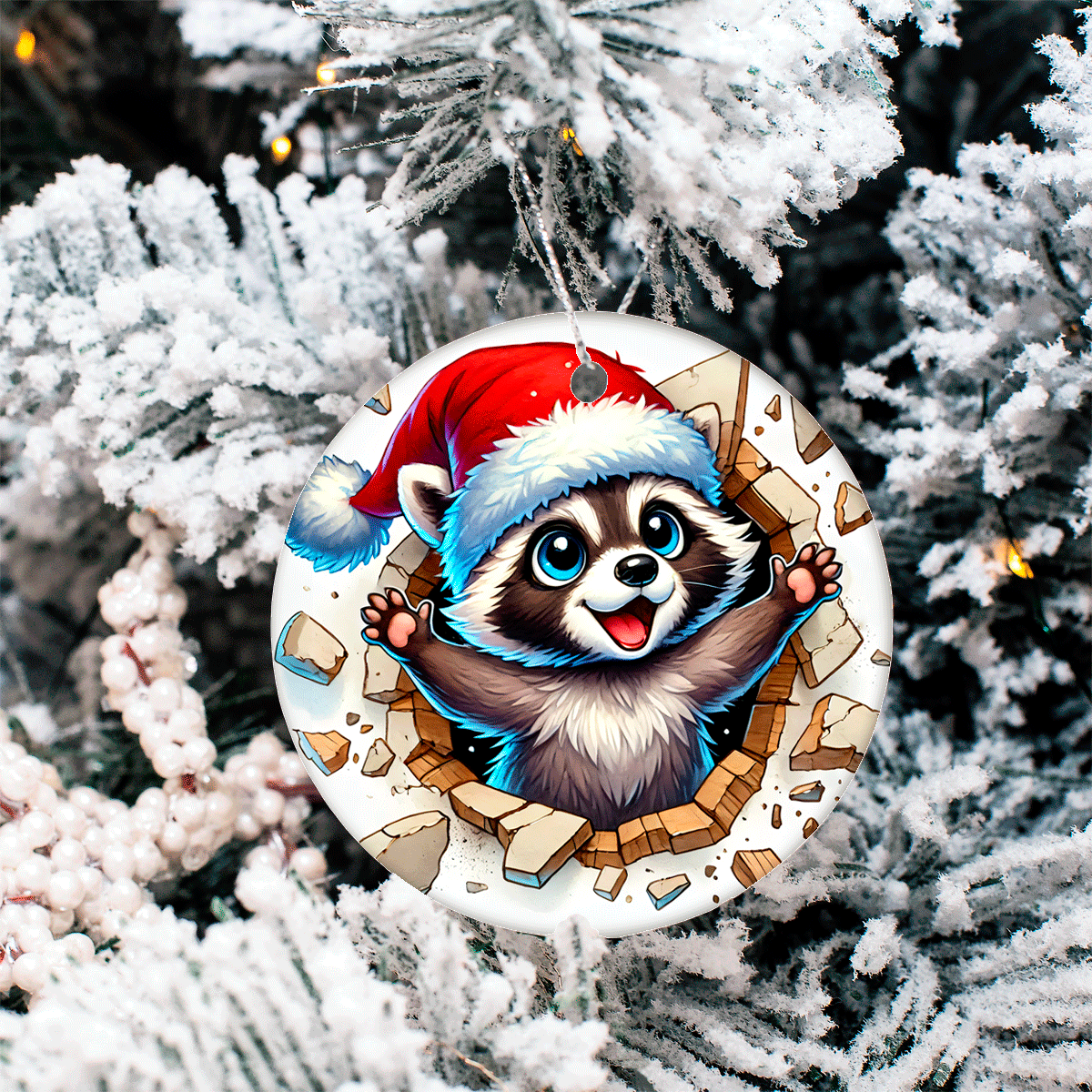 Bustin Loose Characters Christmas Set 3 Sublimated Ceramic Ornament 3" Set Of 5