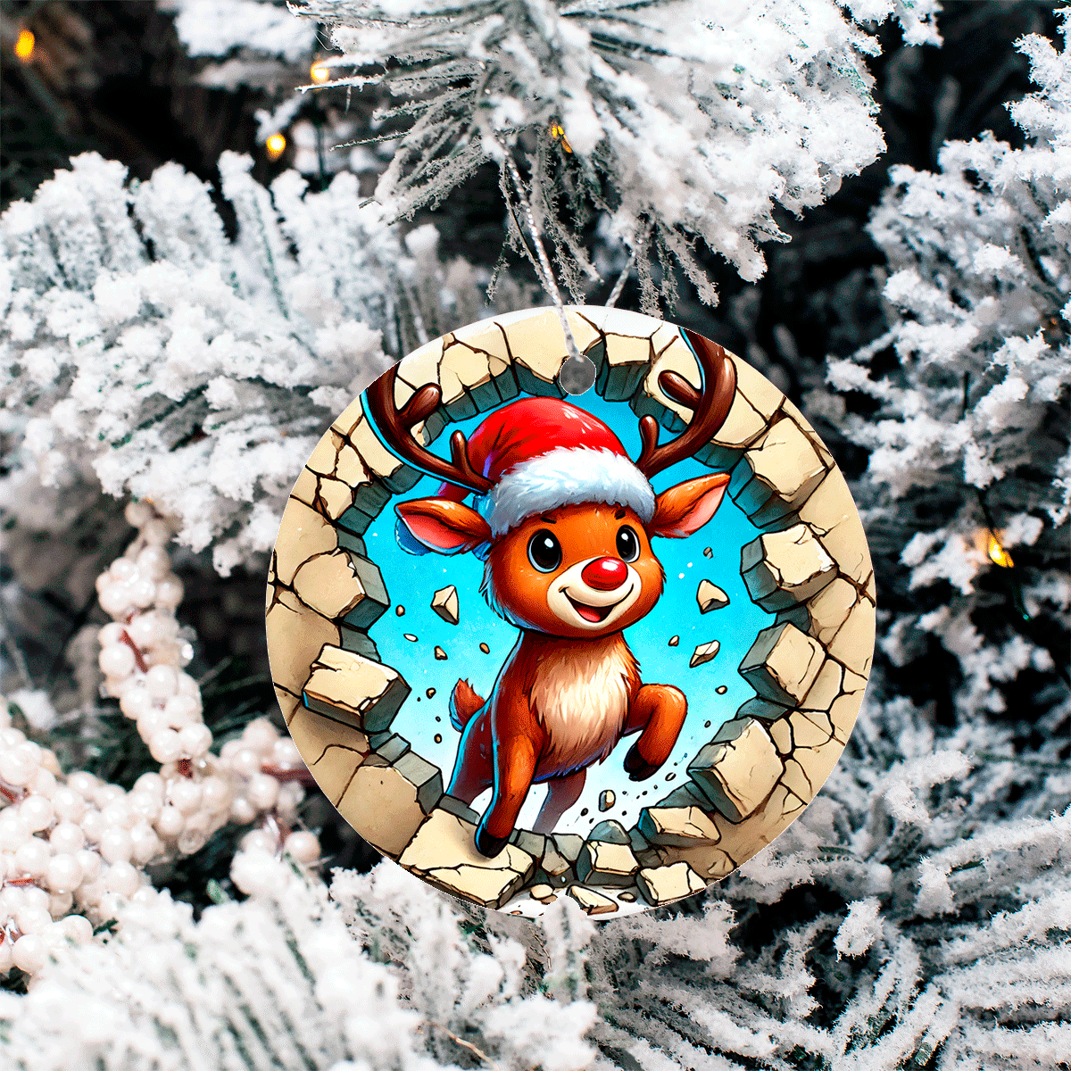 Bustin Loose Characters Christmas Set 2  Sublimated Ceramic Ornament 3" Set Of 5