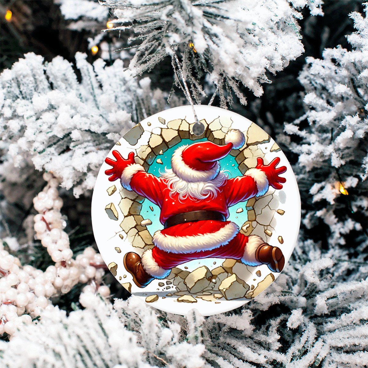 Bustin Loose Characters Christmas Set 3 Sublimated Ceramic Ornament 3" Set Of 5