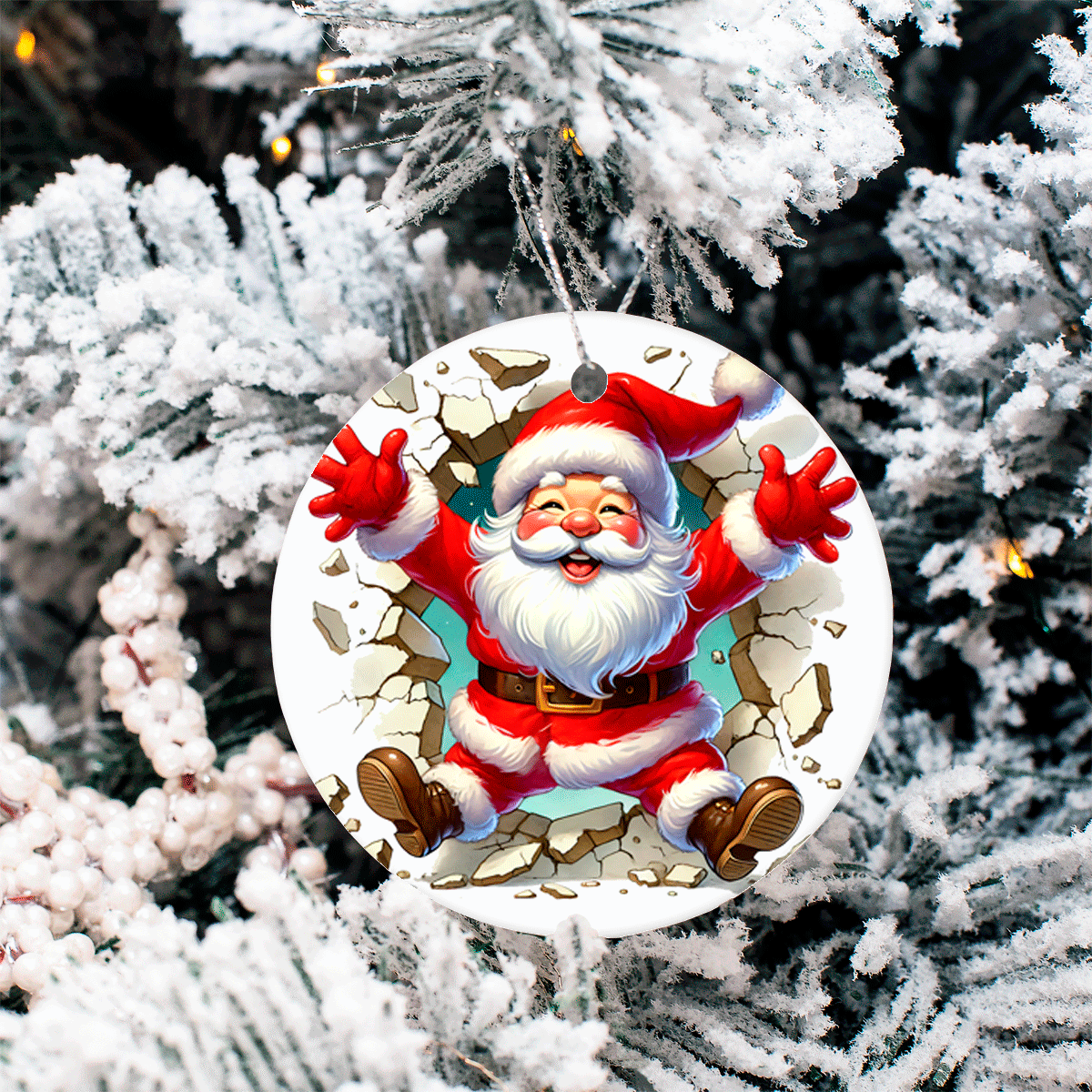 Bustin Loose Characters Christmas Set 3 Sublimated Ceramic Ornament 3" Set Of 5