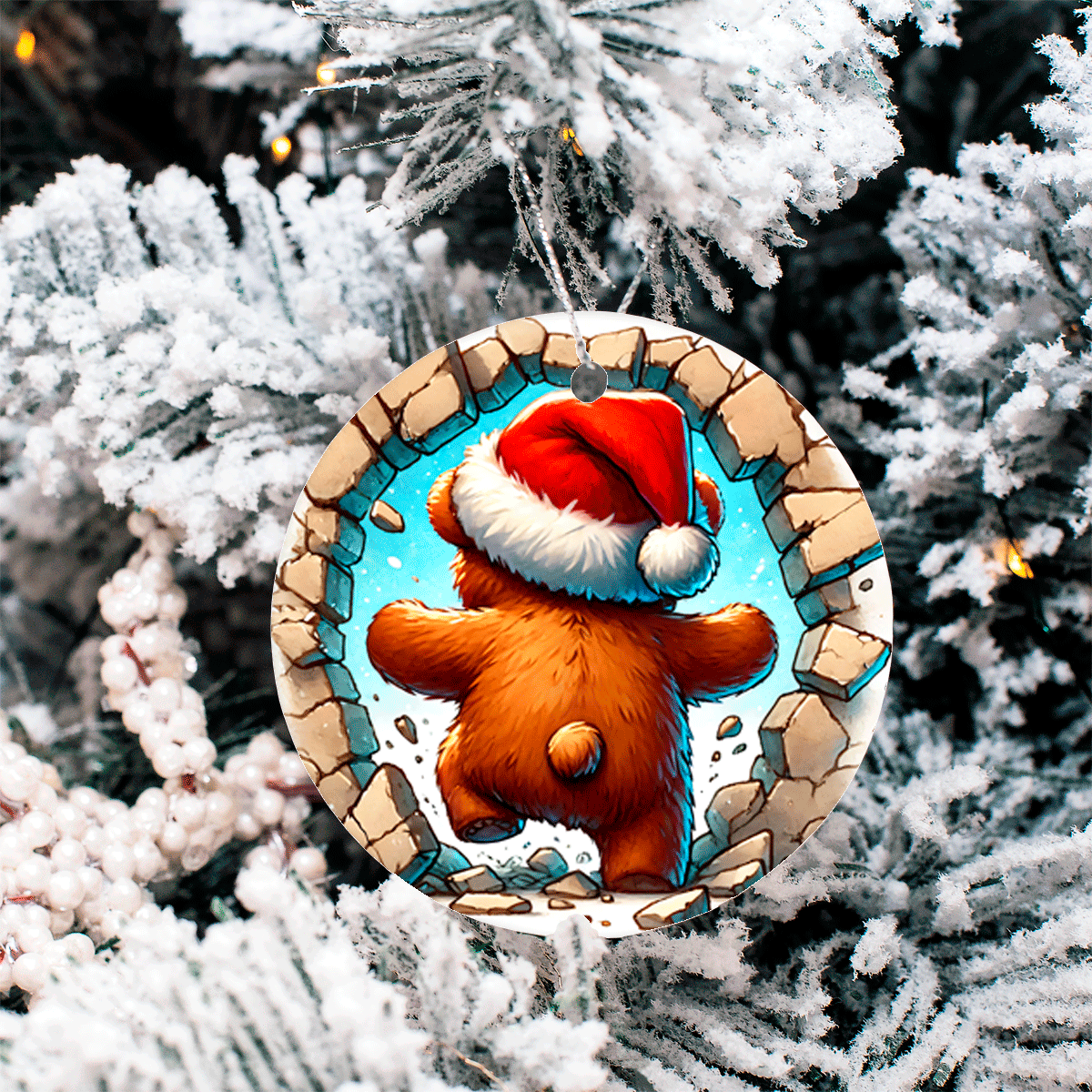 Bustin Loose Characters Christmas Set 3 Sublimated Ceramic Ornament 3" Set Of 5