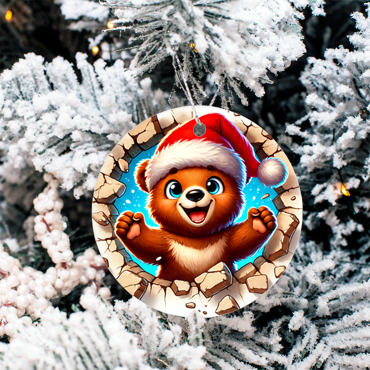 Bustin Loose Characters Christmas Set 3 Sublimated Ceramic Ornament 3" Set Of 5