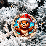 Bustin Loose Characters Christmas Set 3 Sublimated Ceramic Ornament 3" Set Of 5