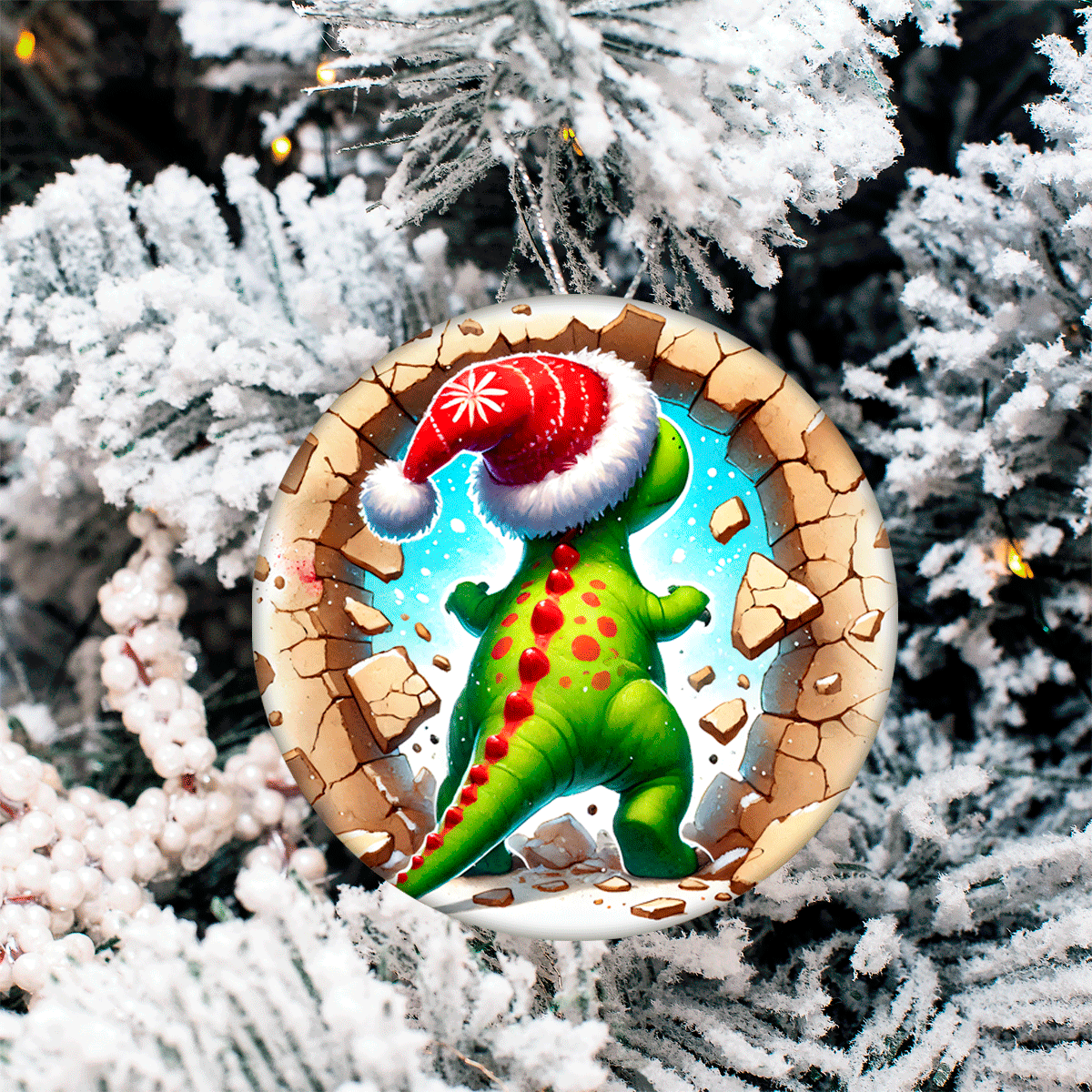 Bustin Loose Characters Christmas Set 3 Sublimated Ceramic Ornament 3" Set Of 5