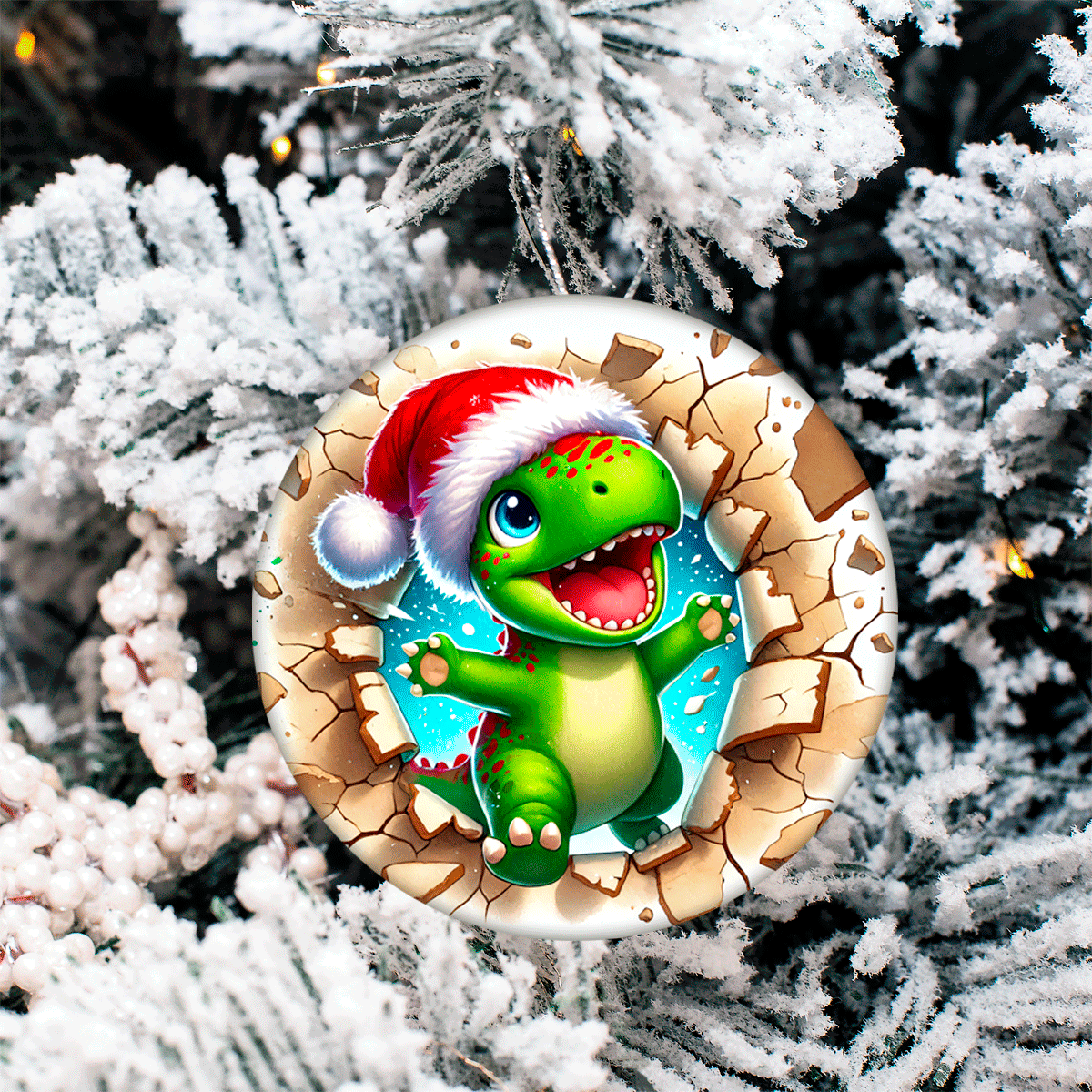 Bustin Loose Characters Christmas Set 3 Sublimated Ceramic Ornament 3" Set Of 5