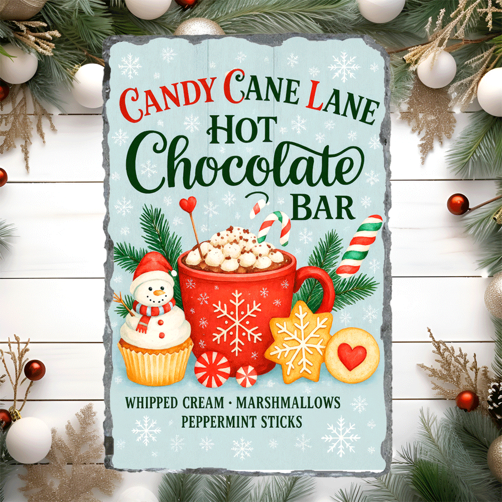 Candy Cane Lane Christmas Sublimated Rectangle Slates