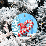 Candy Cane Santa Christmas Set 2 Sublimated Ceramic Ornament 3" Set Of 4