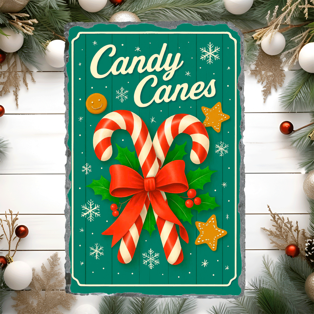 Candy Canes Christmas Sublimated Rectangle Slates