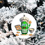 Dill Pickle Humorous Christmas Set 1 Sublimated Ceramic Ornament 3" Set Of 4