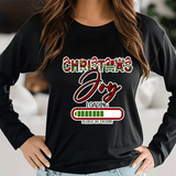 Black long-sleeve shirt with 'Christmas Joy Loading' text design.