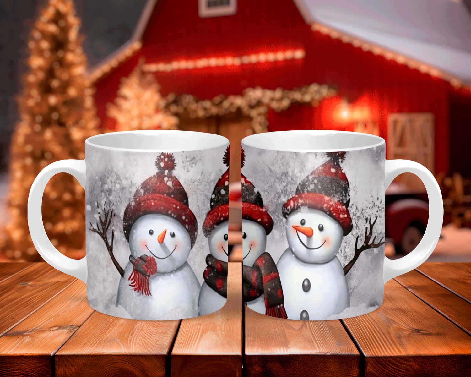 Coffee mugs with snowman design