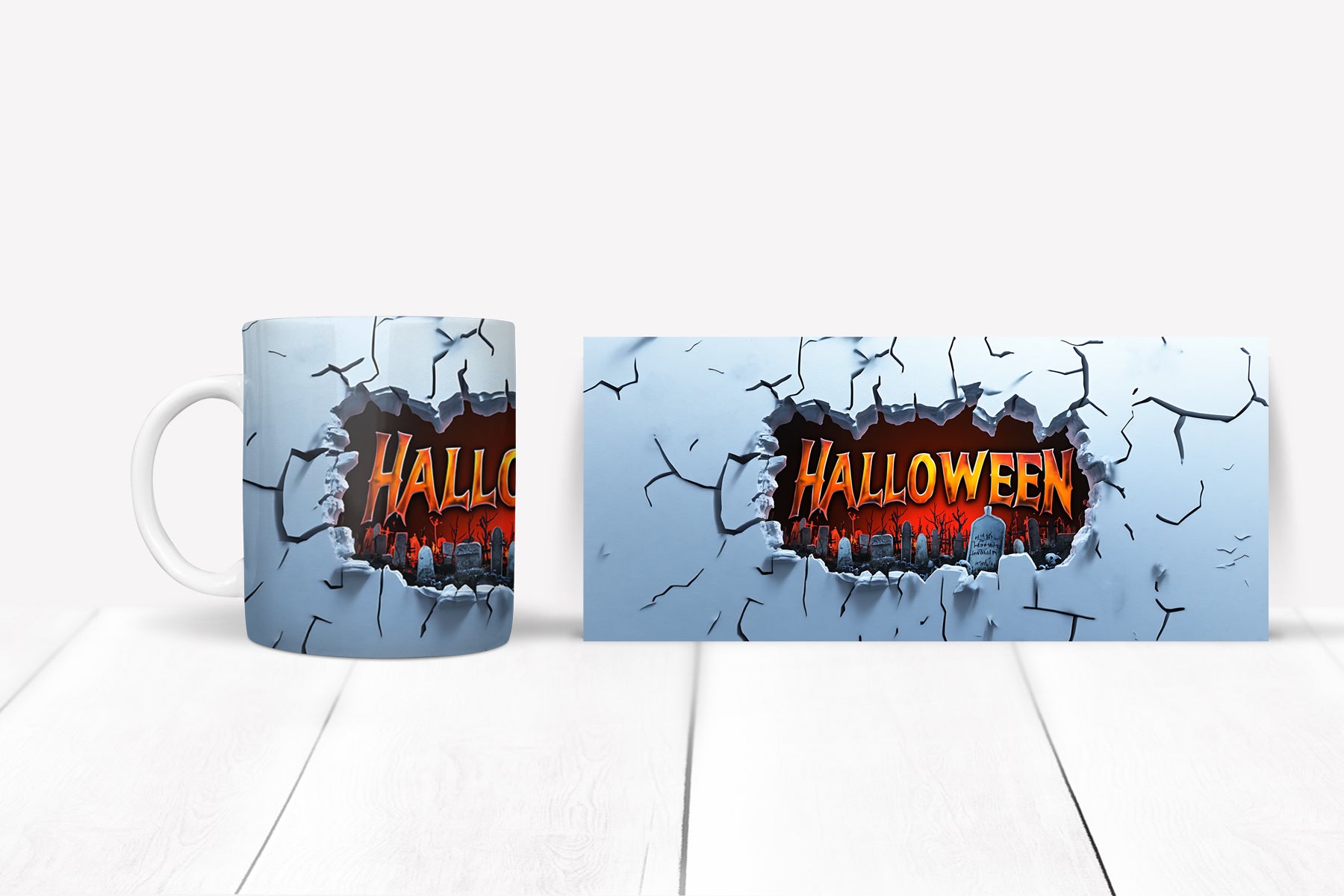 sublimated coffee mug with sample graphic
