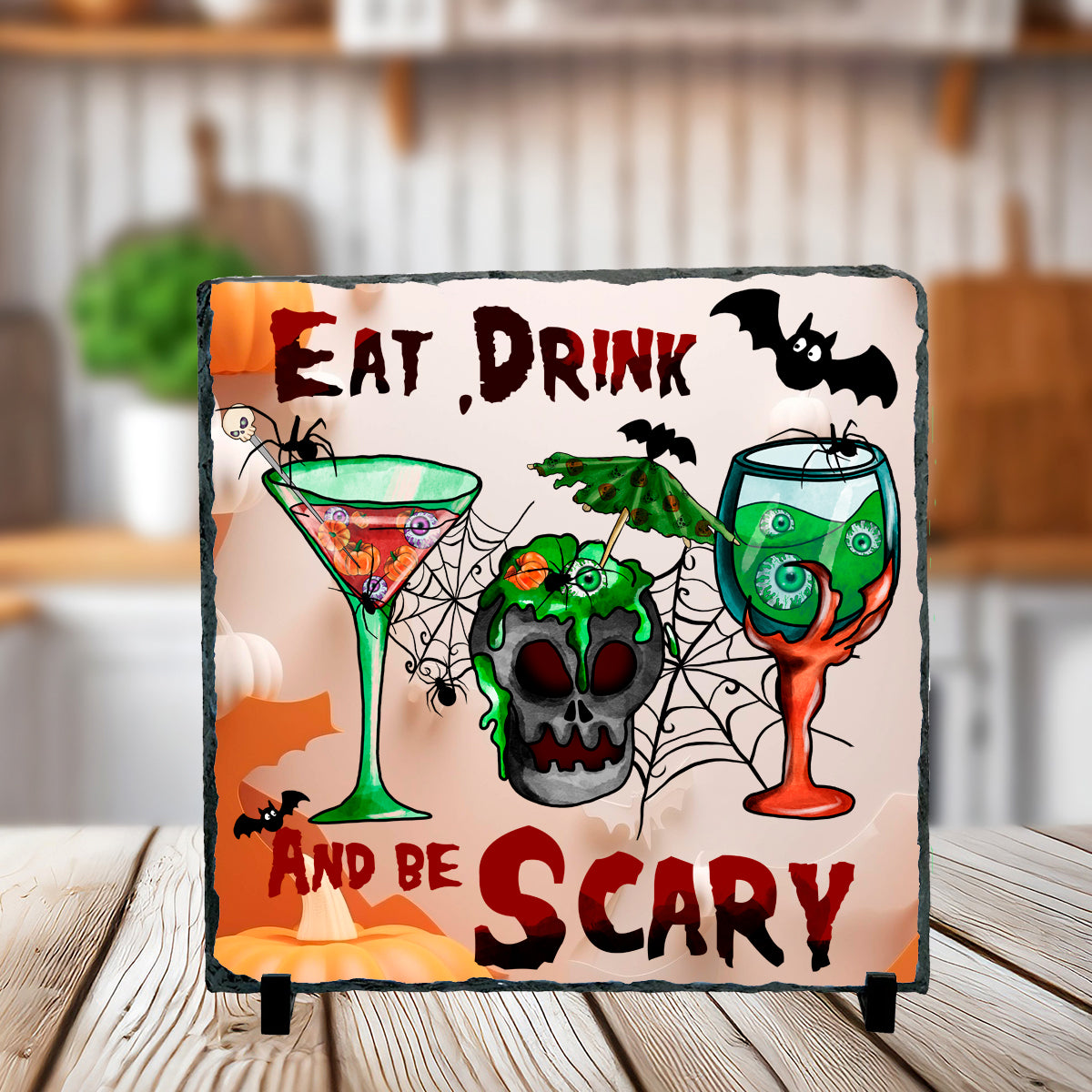 Eat Drink Be Scary Sublimated Square Photo Slates