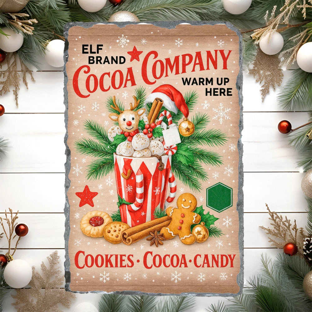 Elf Brand Cocoa Christmas Sublimated Rectangle Slates
