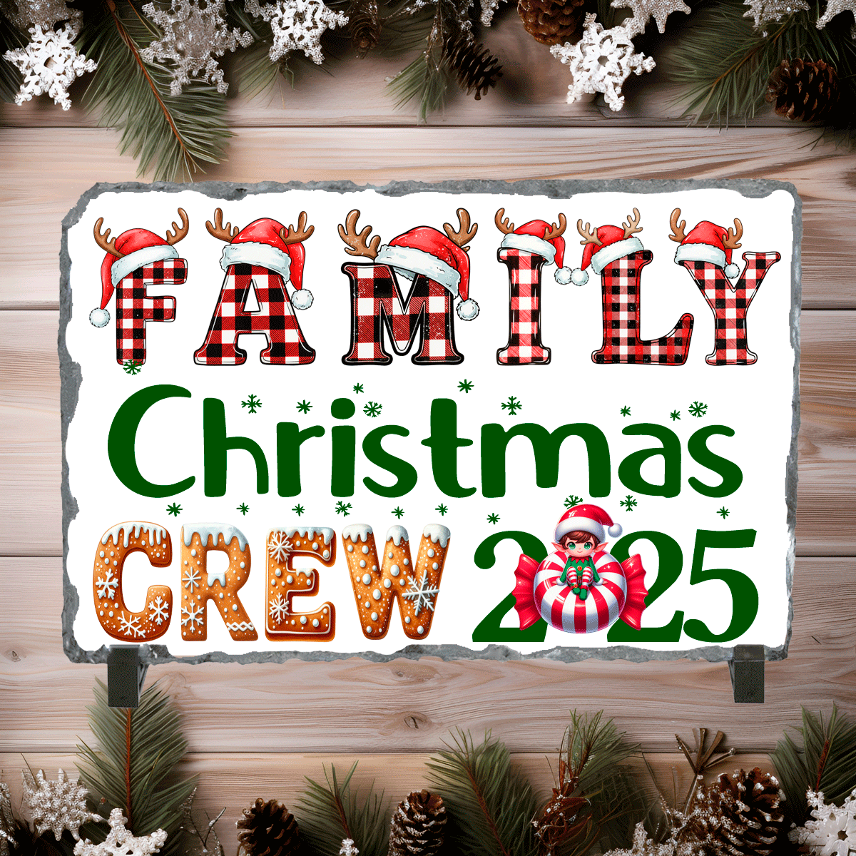 Family Christmas Crew 2025 Sublimated Rectangle Slates