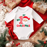 My First Christmas Sublimated Infant Long Sleeve Bodysuits