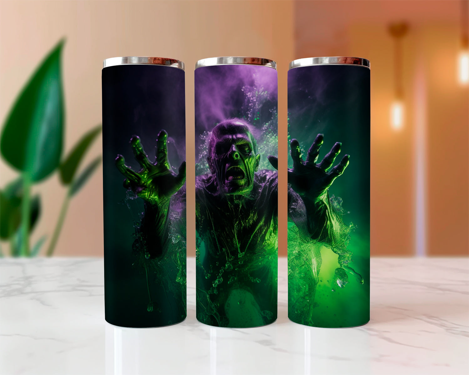 Franky Under Water Halloween Sublimated Skinny Tumblers