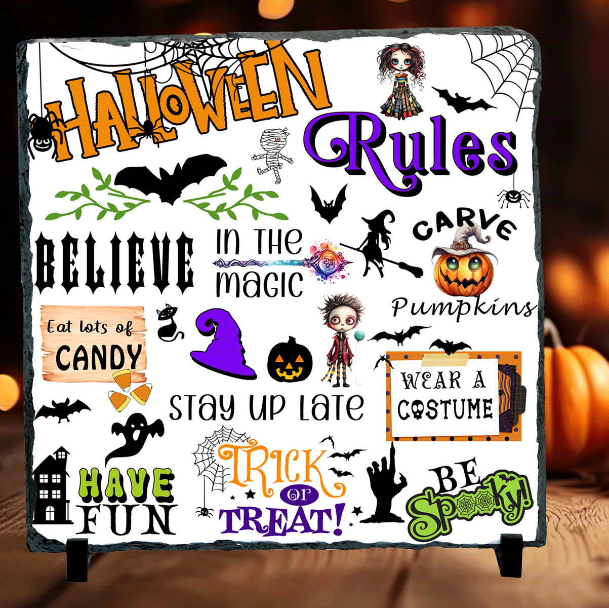 Halloween Rules Sublimated Photo Slates